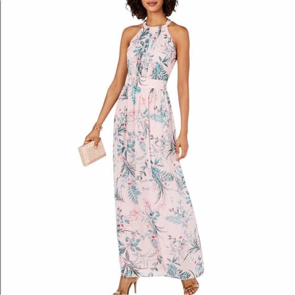 INC International Concepts Floral Halter Maxi Dress Size 14 - Picture 1 of 4